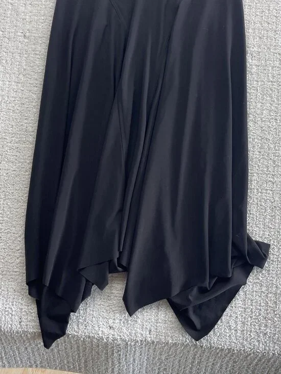 Joseph Ribkoff Midi Dress Black Sz 10 Asymmetrical Witchy Goth Avant-Garde - Picture 8 of 8